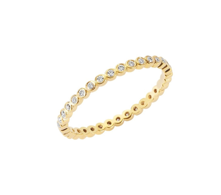 Bague fine en or 18K sertie de diamants – Alliance élégante minimaliste – Bijou intemporel femme – Cadeau luxe personnalisé