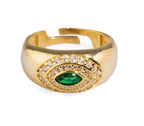 Bague ajustable œil protecteur en or 18k Avec un émeraude