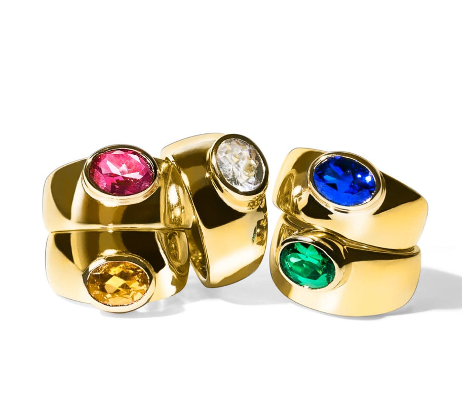 Bague en or 18 carats avec pierres précieuses naturelles – Collection de bagues colorées luxe femme (rubis, émeraude, saphir, citrine, diamant blanc)