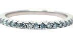 Bague fine en or blanc 18k pavée de diamants bleus | Alliance élégante femme | Bague de fiançailles moderne | Bijou raffiné sur mesure