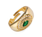 Bague ajustable œil protecteur en or 18k Avec un émeraude