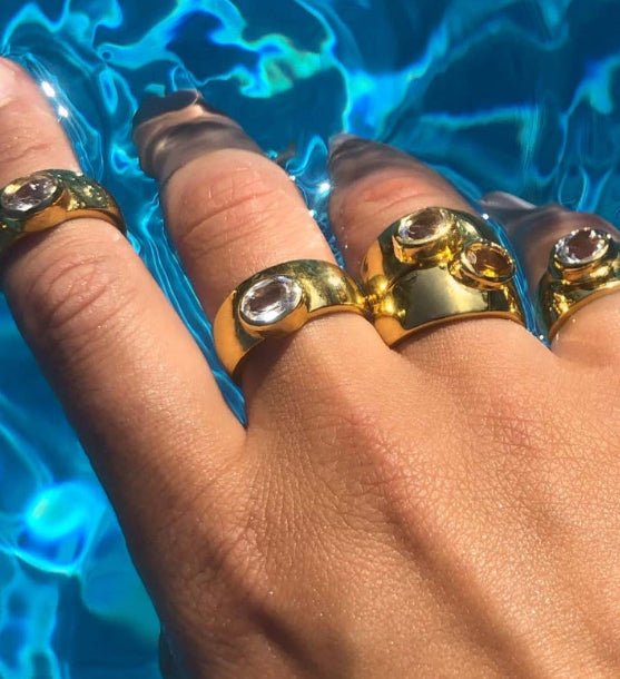Bague en or 18 carats avec pierres précieuses naturelles – Collection de bagues colorées luxe femme (rubis, émeraude, saphir, citrine, diamant blanc)