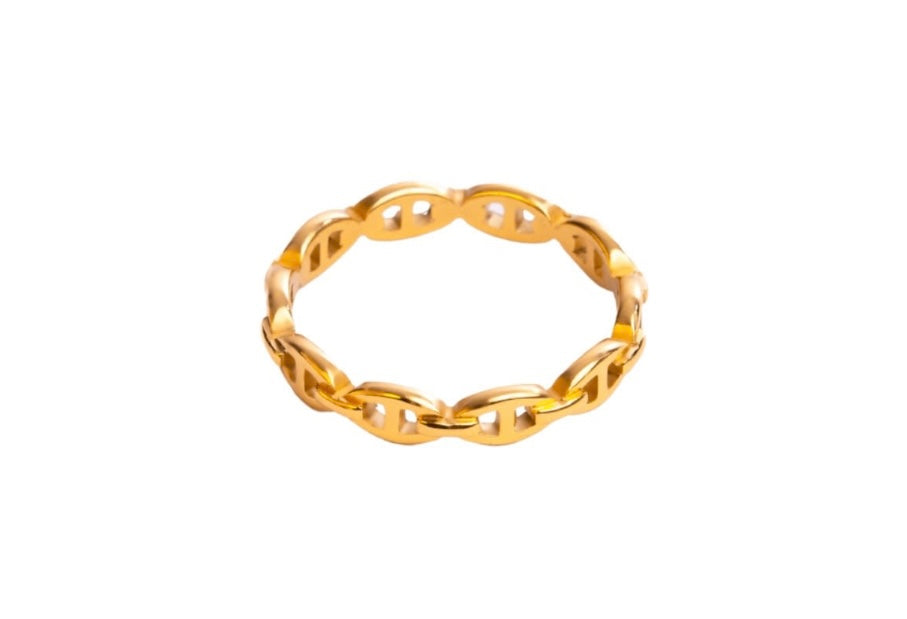 Bague Chaîne en Or 18K – Anneau tendance femme | Bijou minimaliste, élégant et moderne | Cadeau raffiné personnalisé